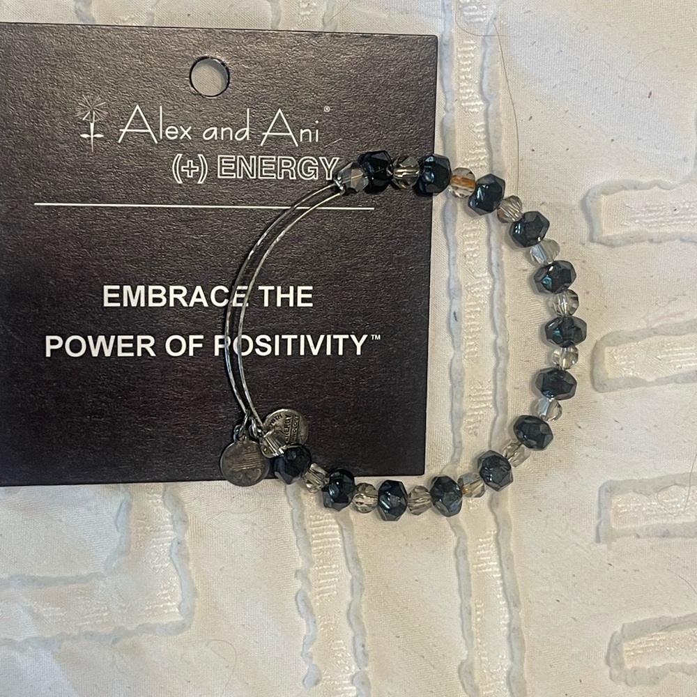 Alex and Ani Black and White Glass Beaded Bracelet